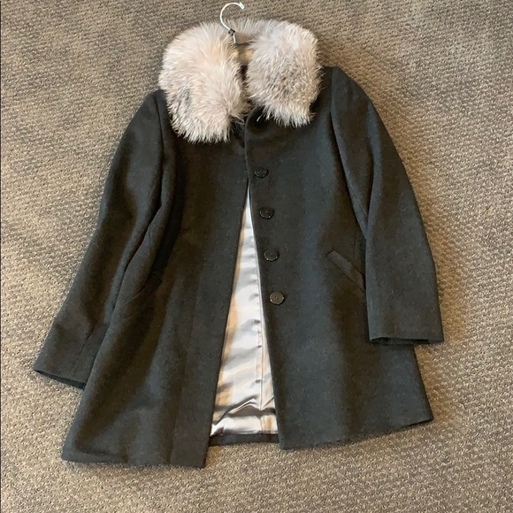 Sofia Cashmere Jackets & Blazers - Wool coat with Natural Fox Trim